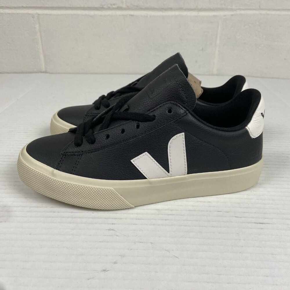 NEW Veja Women's Campo Chromefree Leather Sneakers CPO501215A370 Black/White NIB - Picture 6 of 11